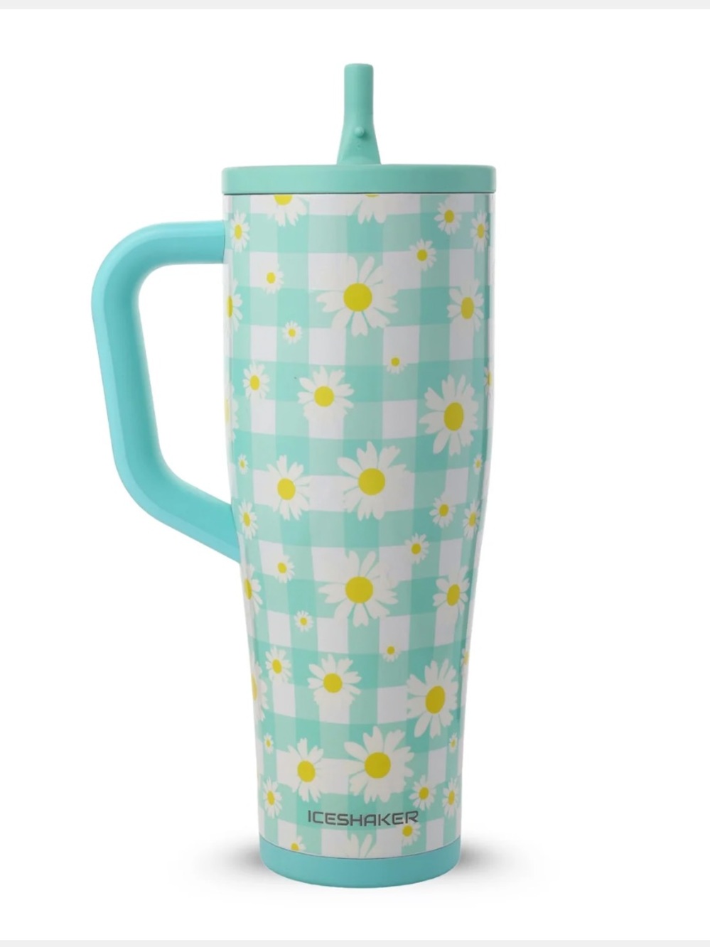 ICE SHAKER 40 OZ LEGEND SERIES โ MINT DAISY GINGHAM TUMBLER